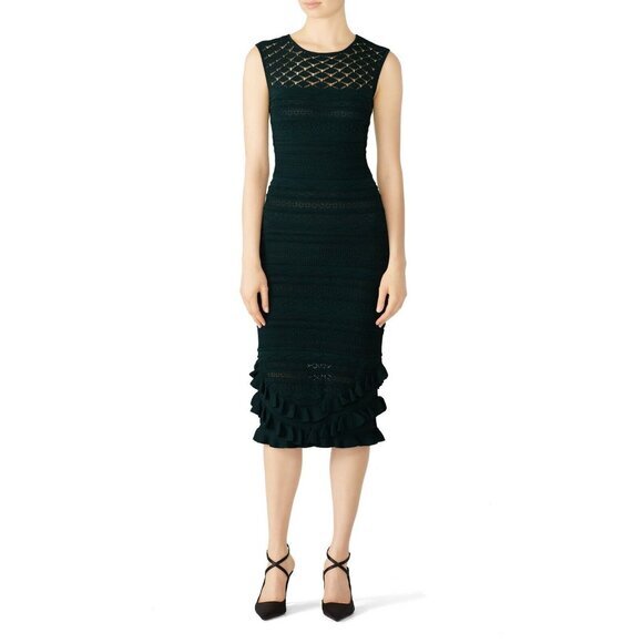 Sachin & Babi Skye Black Dress Knit Ruffle Bodycon Sleeveless Sz 8 Nwt